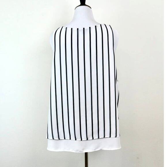Torrid Size 2X Georgette Layer Blouse Swing Tank Stripe White Black - Picture 7 of 12